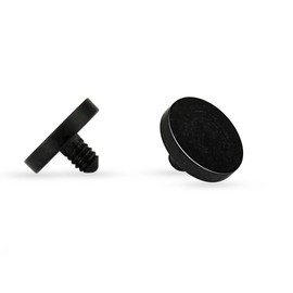 PiercedOff Acrylic Black Retainer for Dermal Anchors - Thread Thickness 14GA (1.6mm) / Thread Length 4mm - Sold as a Pack of 2