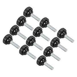 CoCud Knurling Clamp Knob M6 x 20mm Male Thread 21mm Head Thermoset Plastic Thumbscrew Grip Bolt Knob Black For Lathe Machines 12pcs
