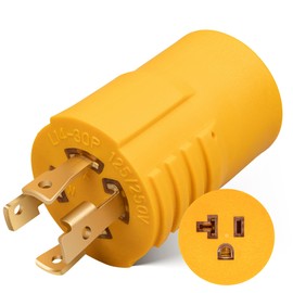 MECMO NEMA L14-30P to 5-15R 5-20R Generator Adapter, 4 Prong Twist Lock Generator L14-30P to 110V 5-15/20R T-Blade, 30 Amp to 15 Amp 20 Amp Household Plug Generator Distribution Adapter 125/250V 7500W