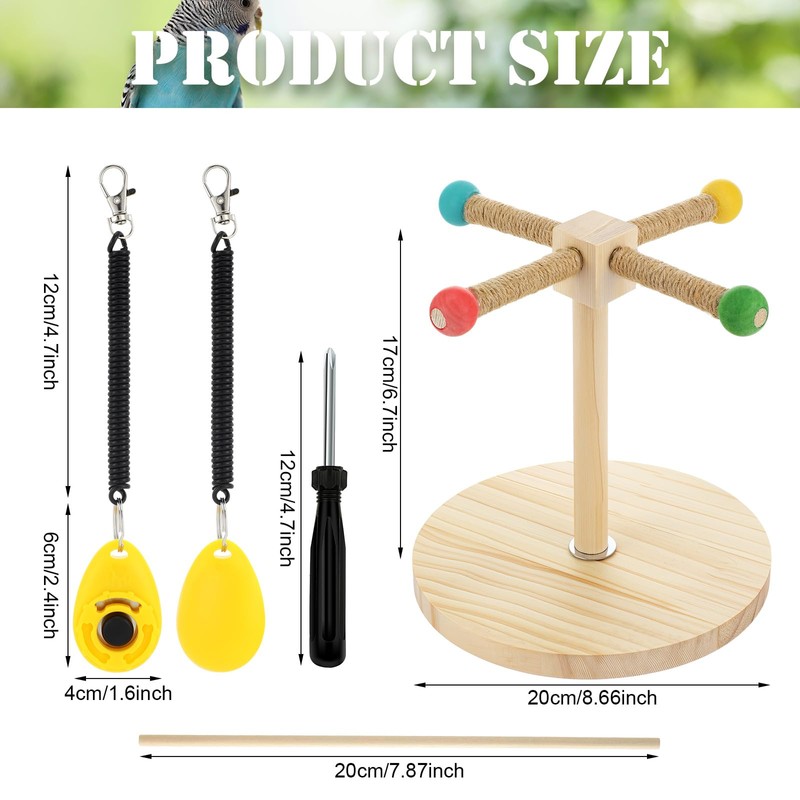 Cunno 3 Pcs Bird Training Stand Kit, Parrot Training Clicker