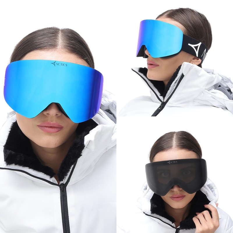 Actics Falcon 1 Black Ski Goggles with NASA-Engineered Revo Interchangeable