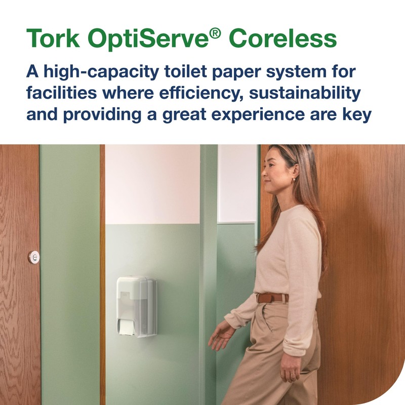 Tork OptiServe 2-Roll Coreless Toilet Paper Dispenser White T7/T5, Vertical