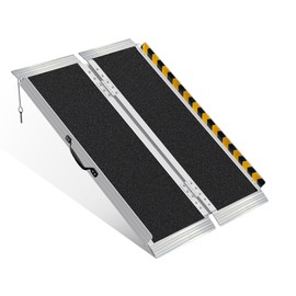 Rocspire 4FT Portable Wheelchair Ramp - 800lbs Foldable Aluminum Ramp for Home Steps, Non-Slip Surface with Rubber Pads, for Wheelchairs, Scooters, Home Entry
