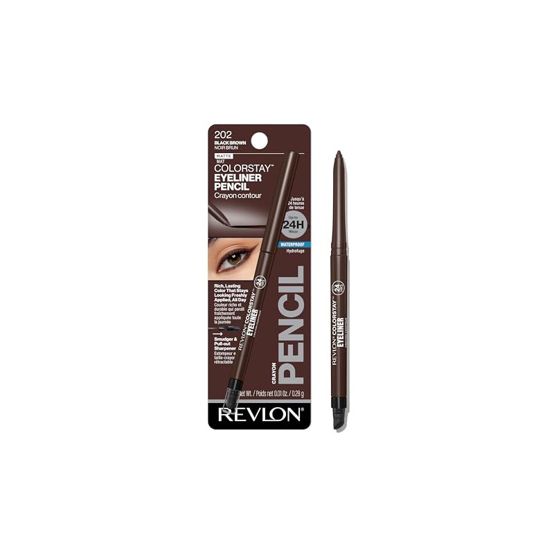 Revlon Colorstay Eyeliner Pencil, No. 202 Black Brown, 0.01 Ounce