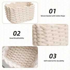 Braided Basket, Set of 2 Storage Baskets, Small Braided Baskets, Storage White for Storage, Small Household Items, Toys, Make-Up