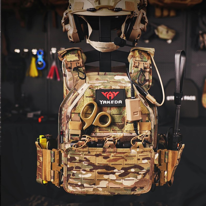 YAKEDA Tactical Vest for Men 1000D Nylon Quick Release Laser-Cutting