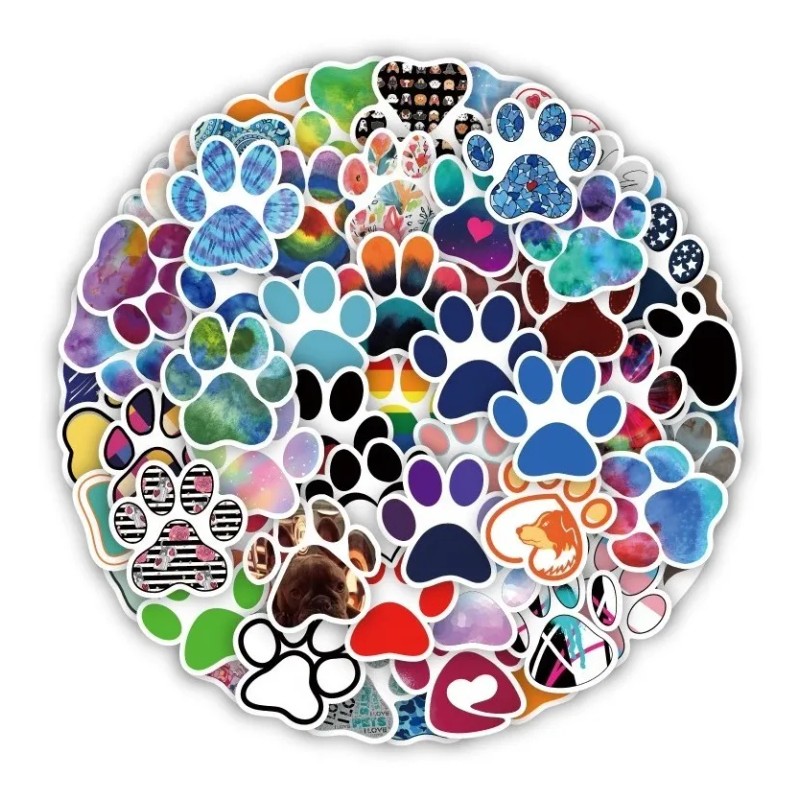 Patitas Perrito 60 Calcomanias Stickers De Pvc Contra Agua