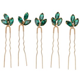 5 Horquillas Para El Pelo Con Diamantes De Imitación, Color Verde Vintage, Exquisita Pieza Para El Pelo De Boda, Joyería Para El Pelo Para Novia, Dama De Honor, Mujeres Y Niñas