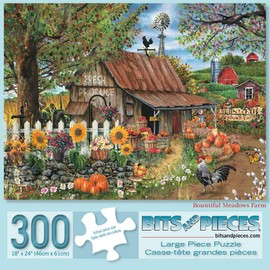 Bits and Pieces – Bountiful Meadows Farm Jigsaw Puzzle by Thomas Wood – 500 Piece Puzzle for Adults (18" x 24") 300 Pieces (18" x 24") and 1000 Pieces (20" x 27") Autumn Scene (300 Piece Puzzle)