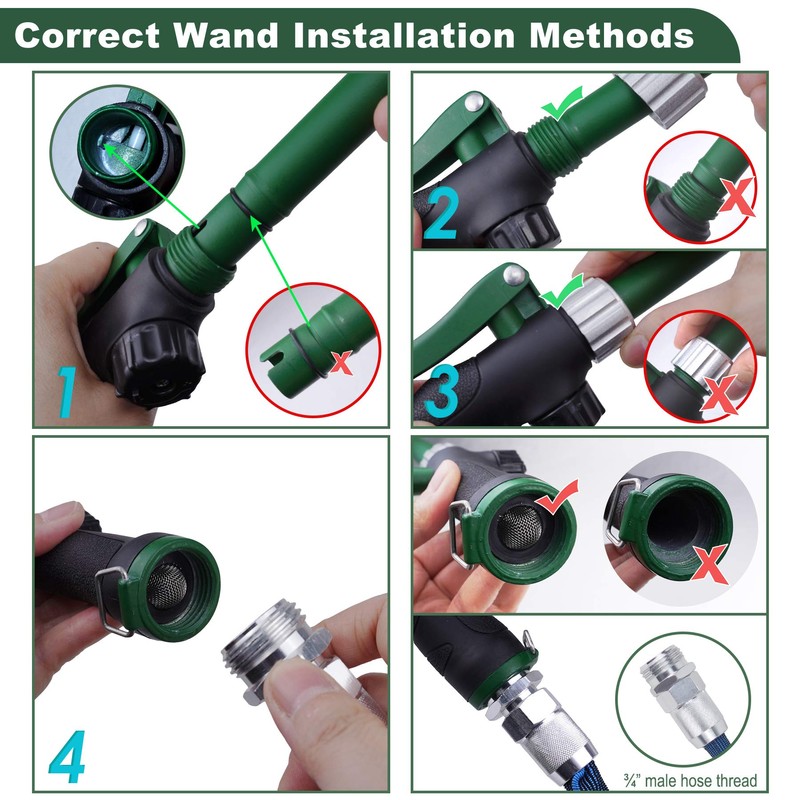 Heavy Duty 28 Inch Watering Wand with Pivoting Head, Adjustable