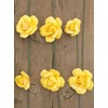 6 Yellow Full Open Bud Wooden Roses for Crafts Custom