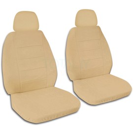 Totally Covers Solid Color Car Seat Covers w 2 Separate Headrest Covers: Tan - Universal Fit - Front - Buckets - Option for Airbag, Seat Belt, Armrest & Seat Release/Lever Compatible (22 Colors)