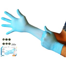Disposable Gloves – Safe Fit, Light, Nitrile Gloves, Powder-Free, Latex-Free, Medical Grade, AQL 1.5 Easy Work, Cleaning Gardening Tool, Tattooist, 200 Piece, blue