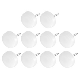 METALLIXITY Furniture Foot Nails (16 mm / 0.63 Inch) Pack of 60 Plastic Round Chair Glides - for Chairs, Sofas, Furniture Gliders, Protective Pad, White