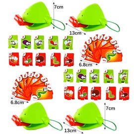 Frog Tongue Toy, Tongue Game, Multiplayer Interactive Board Game, Competitive Chameleon Tongue Out Puzzle Card Game Parent-child Games, Parties2-4People