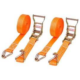 AA Products Heavy Duty Securing Ratchet Straps with Double J-hooks (RS-302-3 Meter/9.8 Feet x 1.5 inch - 4400 Lbs) 2 Packs