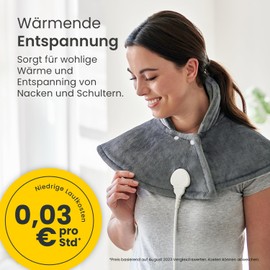 Cosi Home Heating Pad with Automatic Shut-Off - Heating Pad for Back Shoulder Neck with 3 Heat Settings, Overheating Protection & Remote Control Made of Ultra Soft Luxury Flannel (Grey)