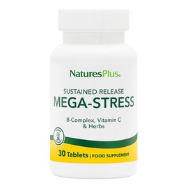 Nature's Plus NaturesPlus Mega Stress - B Complex Supplement with Vitamin C, Magnesium, Biotin, Zinc - Energy and Stress Support - Vegetarian, Gluten Free - 30 Tablets