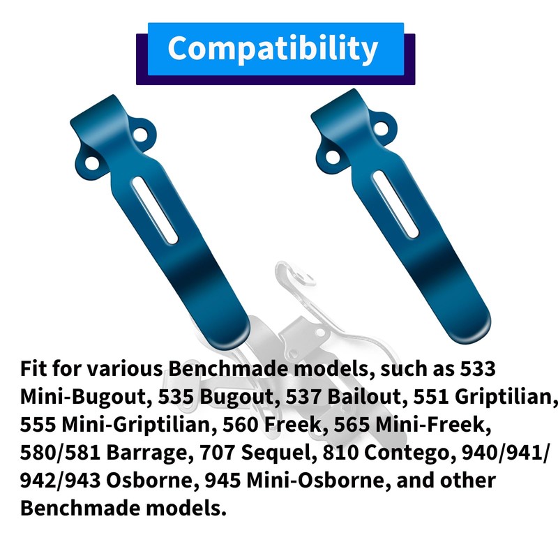 Tsinghwang 2PCS Blue Deep Carry Pocket Clip Compatible with 535