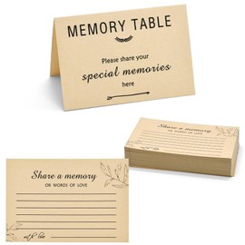 Oxmidud Share a Memory Cards - 50 Pcs Guest Book Alternative Cards - 4.9x3.3 Inch Kraft Tan Elegant Keepsake for Weddings, Funerals, Birthday, Memorial, Anniversary, Graduation, Bridal Shower Game