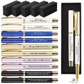 PerKoop 20 Sets Thank You Gifts Inspirational Ballpoint Pens with Gift Boxes Motivational Quote Pen Bulk Appreciation Gifts for Employee Team Teacher Coworker Nurse Gifts(Classic Colors,Thank You)