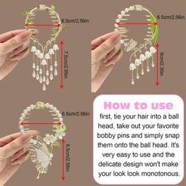 KASESSS 3 Pcs Hair Clips Lily of the Valley, Flower Claw Clips, Hair Accessories for Women, Flower Hair Clips, Butterfly Rhinestones Hair Clips Women, Pearl Butterfly Hair Clips, Fashionable Glitter