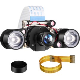 Compatible with Raspberry Pi Camera Day and Night Vision, IR-Cut Video Camera 1080p HD Webcam 5MP OV5647 Sensor Compatible with Raspberry Pi RPi 4 3B B+ 2B 3A+ 2 1 Camera, Adjustable Focus