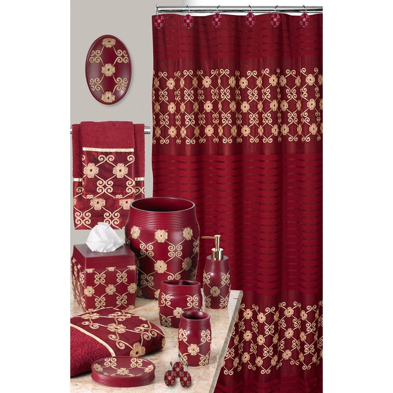 Popular Bath Waste Basket, Vlegant Rosa Collection, Burgundy/Gold