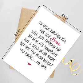 Naixiwen Humorous Boss's Day Card, Funny Boss Birthday Card from Employee, I'd Walk Through Fire for You Boss