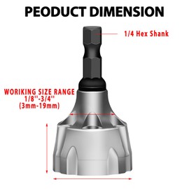 Deburring External Chamfer Tool, HSS Hex Shank Remove Burr Tools with Carbide Blades, Deburring Tool for Metal Bolt in 1/8" to 3/4" (3~19mm) Diameter