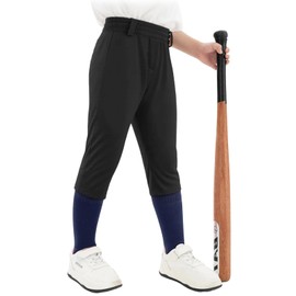 DEVOROPA 2T/3T/4T/5T to Youth Boys Baseball Pants Kids Girls Softball Fast Pitch Pants Tee Ball Pants with Pockets Black 5T