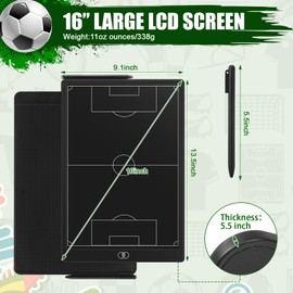 Tellegloww 2 Pack 16'' Electronic Soccer Coaching Board LCD with Stylus Lightweight Soccer Training Board for Coaches Reusable Erasable Training Game Tactics Equipment