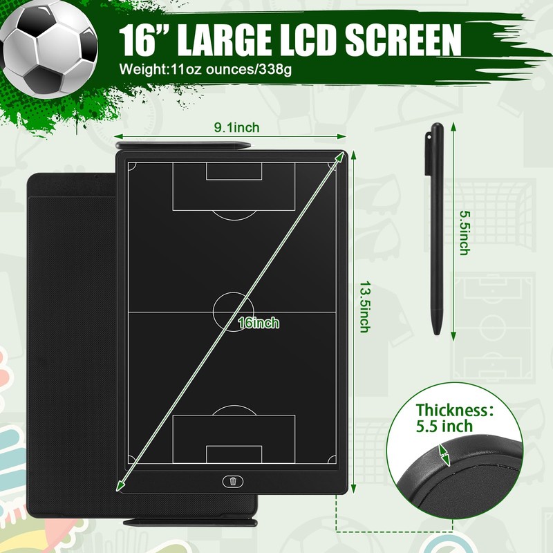 Tellegloww 2 Pack 16'' Electronic Soccer Coaching Board LCD with