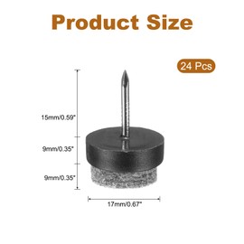 sourcing map 24Pcs Nail-on Felt Furniture Pads, Round Felt Pads Furniture Sliders Floor Protectors for Wooden Furniture Table Sofa Chair Leg (17mm, Black)