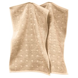 Möve Quadretti Walk Terry Guest Towel Sand-Apricot Size 30 x 50 cm Pack of 2