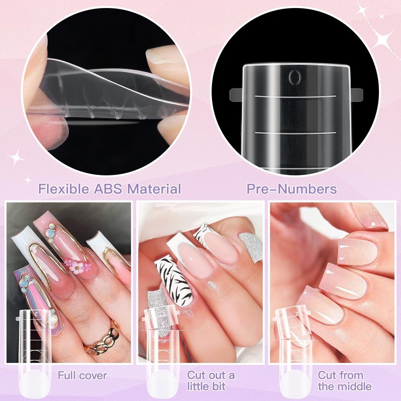 MELLIEX 144-Piece Dual Nail Forms Set, 6 Styles Acrylic Nail