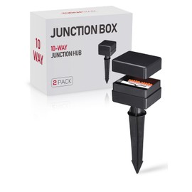 LEONLITE 10-Way Junction Hub for Low Voltage Landscape Light Outdoor, 12-15V AC/DC Path Lighting Junction Box, Fit 9-21 Gauge Wire Landscape Wire Connectors, IP65, Suitable for Garden Yard, Pack of 2