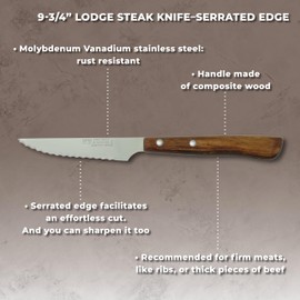 Ecowood Steak Knife & Fork Sets – Serrated Blade – Composite Wood Handle - Country-style cutlery for BBQ Celebrations - Set of 1 Knife & 1 Fork - Made in Spain