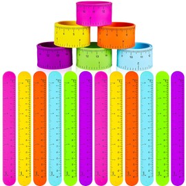 12 Pieces Ruler Slap Bracelets Slap Wrist Ruler Slap on Ruler Braclet Colorful Wristband Snap Ruler for Prize Party Favors