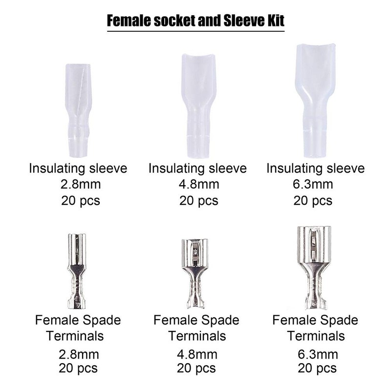 Gasea 120pcs Crimp Terminals Female Spade Connector Wire Terminal Kit