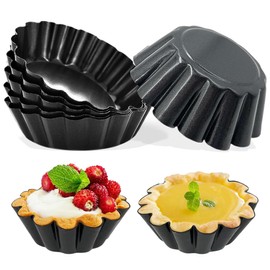 Pack of 6 Cupcake Moulds, Round Reusable Baking Cups Made of Carbon Steel, Cupcake Moulds, Deep Muffin Moulds, Muffin Tray, for Cakes and Pudding, Easter Muffin Moulds