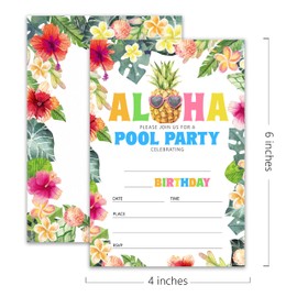 XZMBQ ALOHA Birthday Party Invitations - 20 Invitation Cards 4”x6” with 20 Envelopes - Tropical Themed - Hawaiian Birthday Party Invitations.(031)