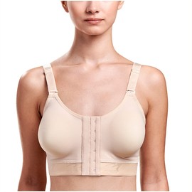MARENA Caress Low Coverage Pocketed Bra - Compression Support Mastectomy Bra Beige