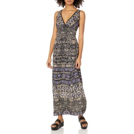 Angie Women's Blue Printed Maxi Dress, Large