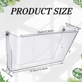 Tenceur 8 Pcs Clear Plastic Single Pocket Wall Mount File Holder with Suction Cups and Screws Wall File Hanging Folder Letter Paper Mail Organizer for Office Home Classroom