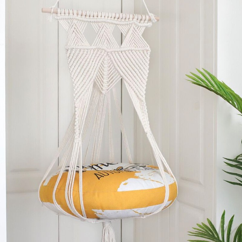 Hanging Swing Hammock HandKnitted Cotton Rope Tapestry Decorations for Cat