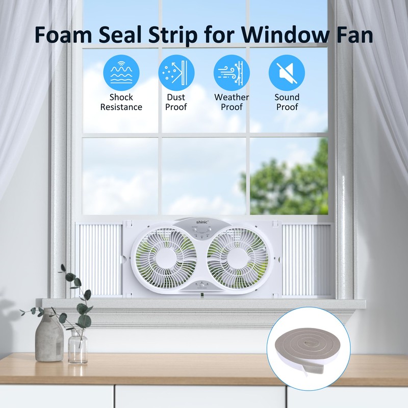 shinic 9" Twin Window Fan with Remote Control,Reversible Airflow,Removable Cover,3