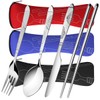 Arroyner 3 Pack Reusable Flatware Sets Knife, Fork, Spoon, Chopsticks,