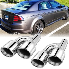 JMTBNO For Acura TL TLX Dual 2.5" to 4" Quad Exhaust Tips Double Wall Stainless Steel