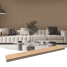 Wood Slat Wall Panels,2 Pack 94.48"x 11.02" Each,Wood Wall Panels for Sound Absorbing,Wooden Wall Panels for Interior Wall Decor,Wood Slat Wall Paneling with Solid Wood Veneer (Triangle Slat Oak)